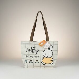 Miffy Shoulder Tote Bag Beige Woven Gobelin Good Times Forever‎ From Japan NWT